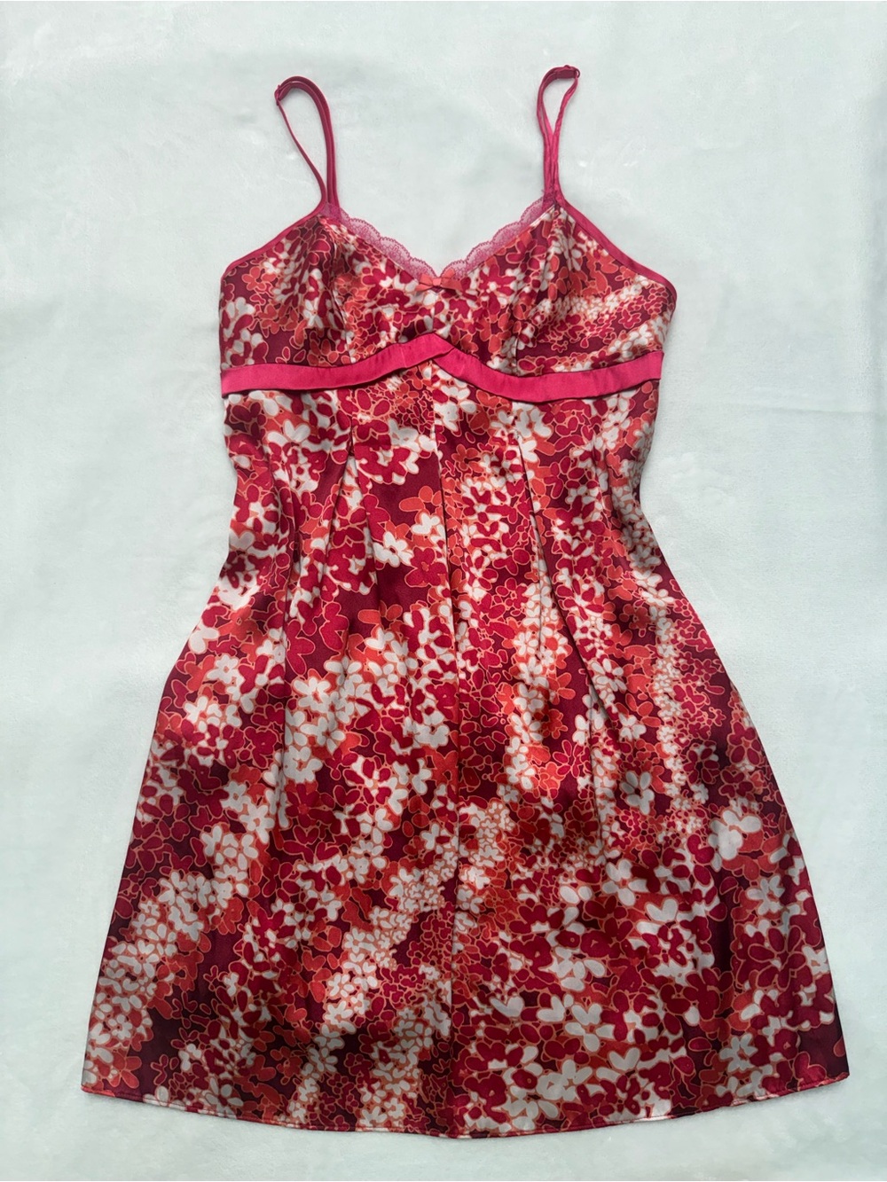 Apt. 9 Floral Satin Chemise in Fuchsia and White